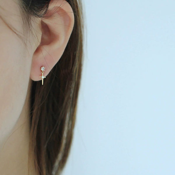 Minimal Cross Earrings